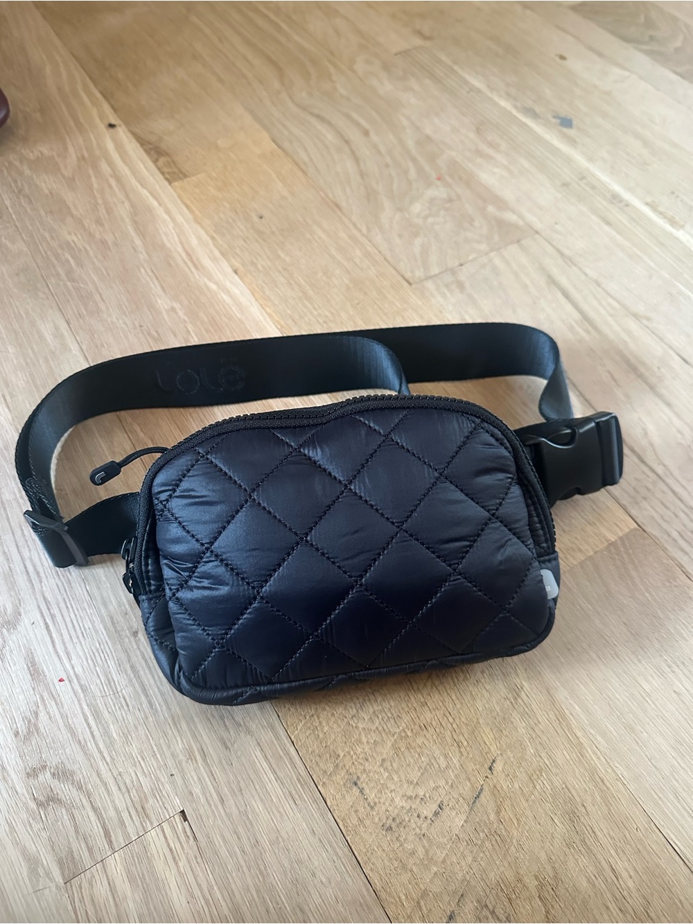Quilted Black Lole Belt Bag with Adjustable Strap